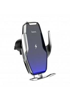 Тримач для мобільного з БЗП HOCO S14 Surpass automatic induction wireless charging car holder Silver