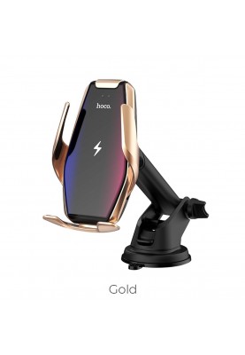Тримач для мобільного HOCO S14 Surpass automatic induction wireless charging car holder Gold