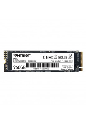 SSD M.2 Patriot P310 960GB NVMe 2280 PCIe 3.0x4 3D NAND TLC