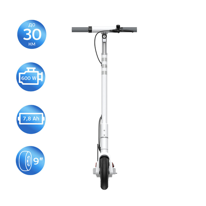 Електросамокат OKAI ES10-NEON Lite White 9", 300(600)W, 7.8Ah, 30km, 25km\h, 20%, NFC, App, 15kg