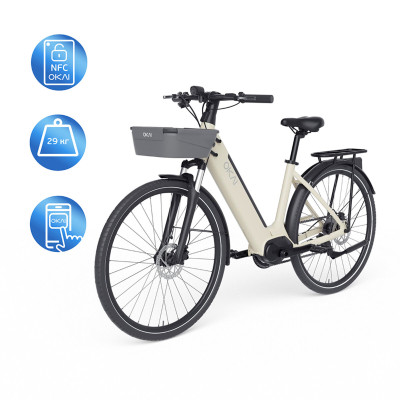 Електровелосипед OKAI EB10-28", 250(500)W, 14.4Ah, 100km, 25km\h, NFC, App, Beige