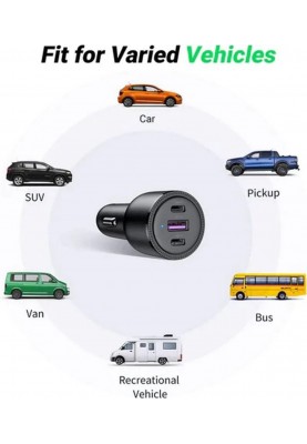 Автомобільний зарядний пристрій UGREEN CD239 Car Charger 69W Max (Black) (UGR-20467)