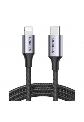 Кабель UGREEN US304 USB-C to Lightning M/M Cable Aluminum Shell Braided 1.5m (Black) (UGR-60760)