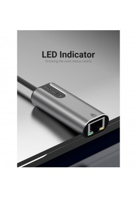 Адаптер  Vention USB 3.0-A to Gigabit Ethernet Adapter Gray 0.15M Aluminum Alloy Type (CEWHB)