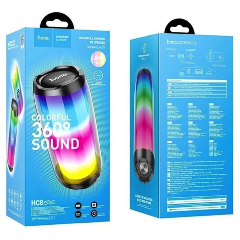 Портативна колонка HOCO HC8 Pulsating colorful luminous wireless speaker Black