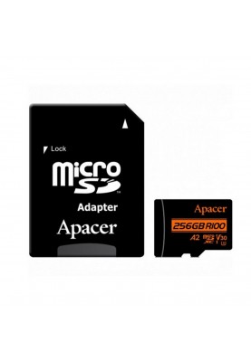 microSDXC (UHS-1 U3) Apacer A2 256Gb class 10 V30 (R100MB/s, W80MB/s) (adapter SD)