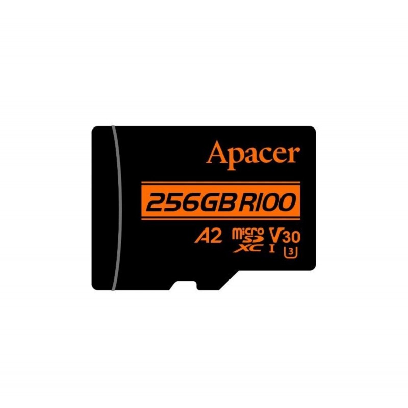 microSDXC (UHS-1 U3) Apacer A2 256Gb class 10 V30 (R100MB/s, W80MB/s) (adapter SD)