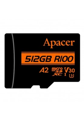 microSDXC (UHS-1 U3) Apacer A2 512Gb class 10 V30 (R100MB/s, W80MB/s) (adapter SD)