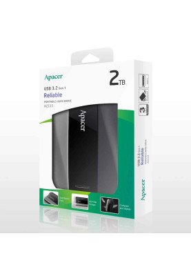 PHD External 2.5'' Apacer USB 3.2 Gen 1 AC533 2TB Black