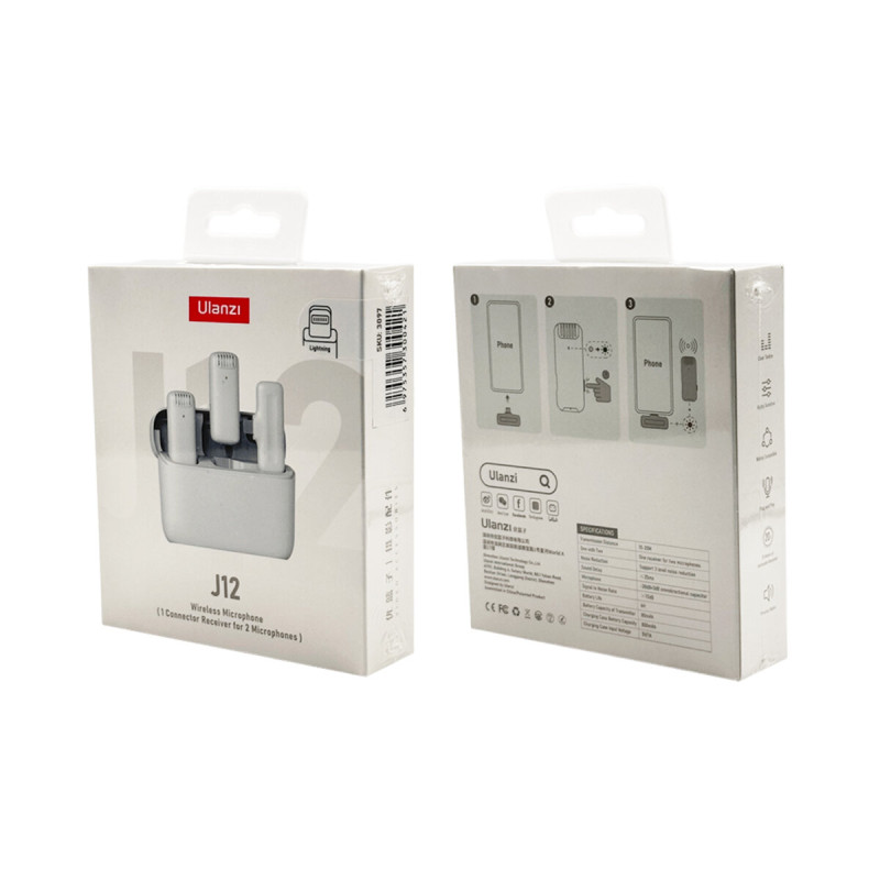 Бездротова мікрофонна система Ulanzi Vijim J12 Wireless Lavalier Microphone System (Lightning Apple interface ) (UV-3097 J12 white)