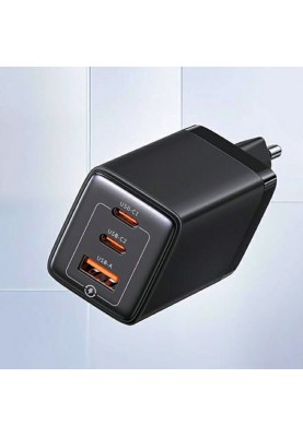 Мережевий зарядний пристрій Usams US-CC180 65W ACC 3 Ports GaN Fast Charger (EU) -- Sandru series Black