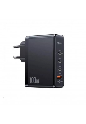 Мережевий зарядний пристрій Usams US-CC163 T50 100W 4 Ports ACCC GaN Fast Charger (EU) Black