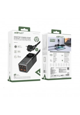 Мережевий зарядний пристрій ACEFAST Z2 PD75W GaN (3*USB-C+2*USB-A) desktop charging adapter Black