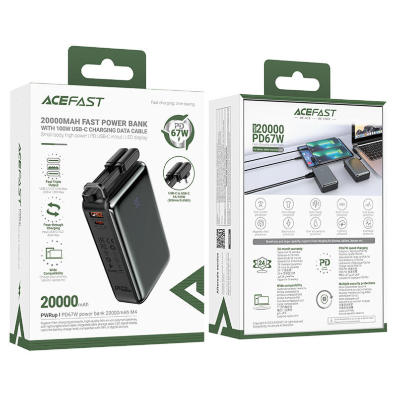 Зовнішній акумулятор ACEFAST M4 PD67W power bank 20000mAh Black