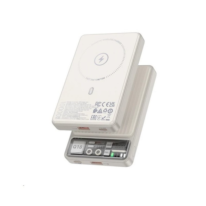 Зовнішній акумулятор HOCO Q18 Tourer 22.5W fully compatible power bank with magnetic fast charging(10000mAh) Milky White