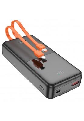 Зовнішній акумулятор HOCO J119A Sharp charger 22.5W+PD20 fully compatible power bank with digital display and cable(20000mAh) Black