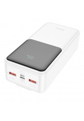 Зовнішній акумулятор HOCO J119B Sharp charger 22.5W+PD20 fully compatible power bank with digital display and cable(30000mAh) White