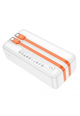 Зовнішній акумулятор HOCO J119B Sharp charger 22.5W+PD20 fully compatible power bank with digital display and cable(30000mAh) White
