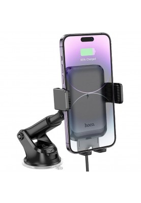 Тримач для мобiльного з БЗП HOCO HW9 Climber smart wireless charging car holder Black Gray