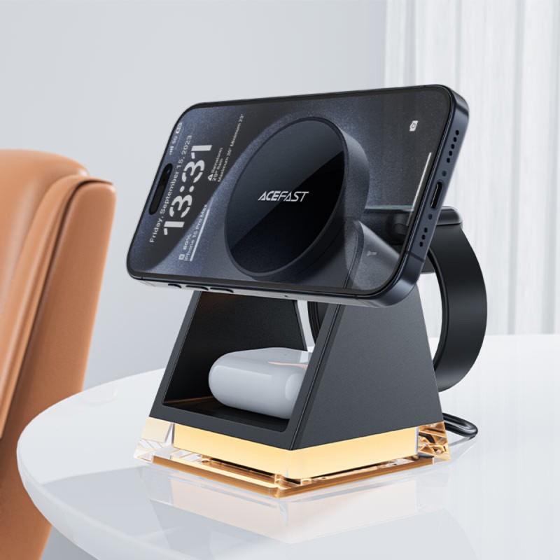 Бездротовий зарядний пристрій ACEFAST E17 desktop 3-in-1 wireless charging holder Black