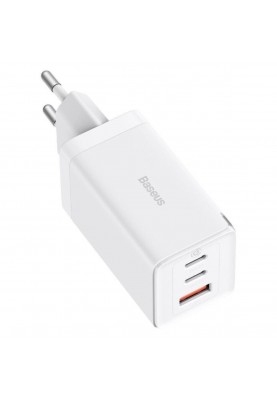 МЗП Baseus GaN5 Pro Fast Charger 2C+U 65W  EU  White(Include：Baseus Xiaobai series fast charging Cable Type-C  to Type-C 100W(20V/5A) 1m White）