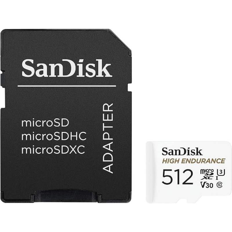 microSDXC (UHS-1 U3) SanDisk High Endurance 512Gb class 10 V30 (100Mb/s) (adapterSD)