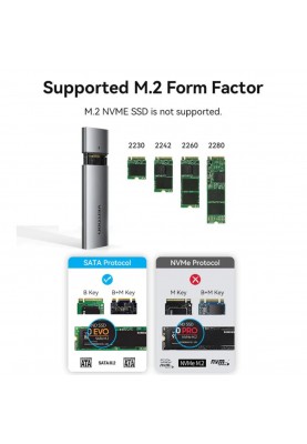 Зовнішній карман M.2 NGFF SSD Enclosure (USB 3.1 Gen 2-C) Gray Aluminum Alloy Type  (KPFH0)