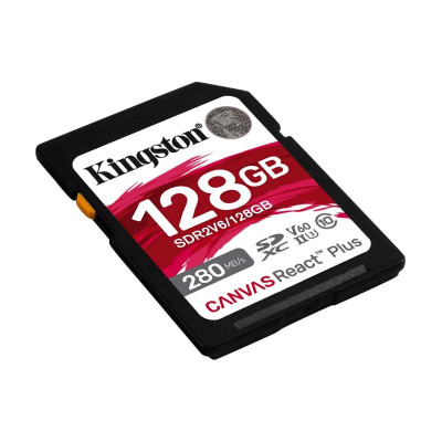 SDXC (UHS-II U3) Kingston Canvas React Plus 128Gb class 10 V60 (R280MB/s, W150MB/s)