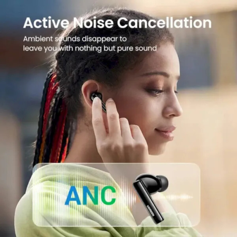 Бездротові навушники UGREEN WS106 HiTune T3 Active Noise-Cancelling Wireless Earbuds (Black)(UGR-90401)