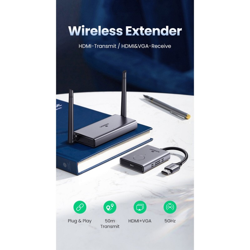 Безпровідний подовжувач UGREEN CM506 Wireless HDMI Extender Transmitter and Receiver 50m(UGR-50633A)