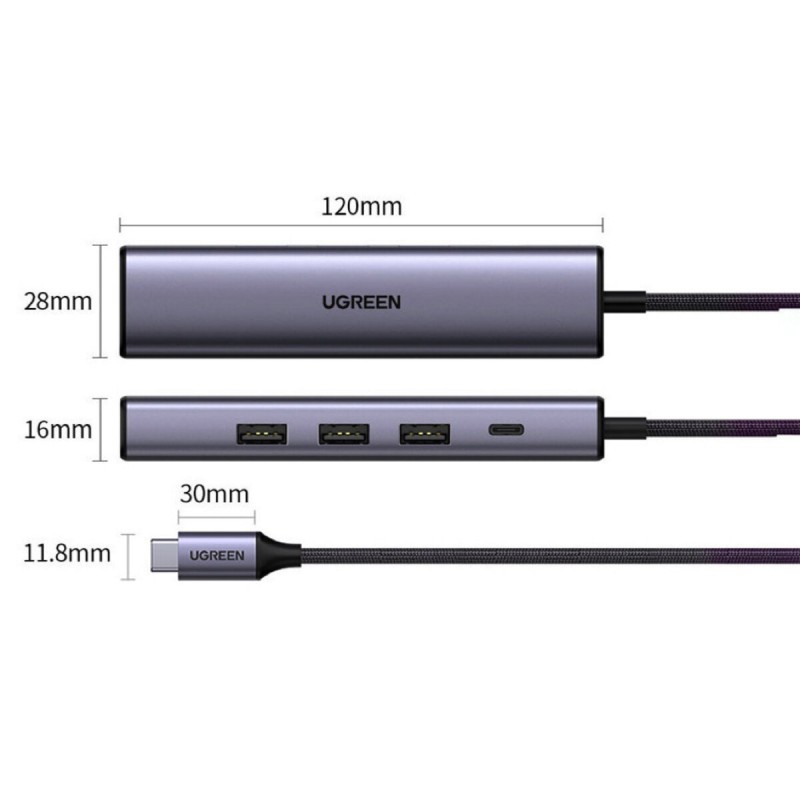 Перехідник UGREEN CM475 USB-C Multifunction Gigabit Ethernet Adapter with PD(UGR-20932)