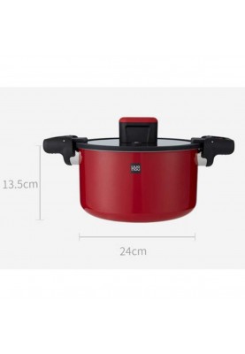 Кастрюля-cкороварка Xiaomi HuoHou Stainless Steel Enamel Micro Pressure Cooker (Red)