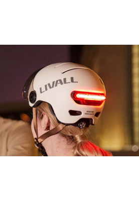 Захисний шолом Livall L23 (L) White (58-62см), сигнал стопів, додаток,зйомний візор