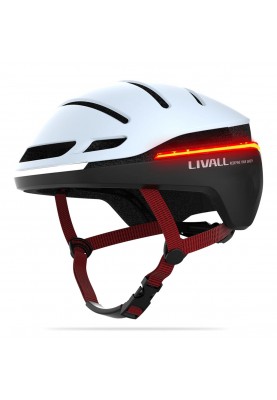 Захисний шолом Livall EVO21 (M) Snow (54-58см), передній та задній ліхтар поворотів та стопів, додаток, Bluetooth (пульт купується окремо)