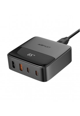 Мережевий зарядний пристрій ACEFAST Z6 PD65W GaN (2*USB-C+2*USB-A) desktop charging adapter Black