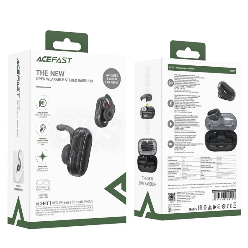 Навушники ACEFAST FA003 ACEFIT NEO wireless earbuds Black