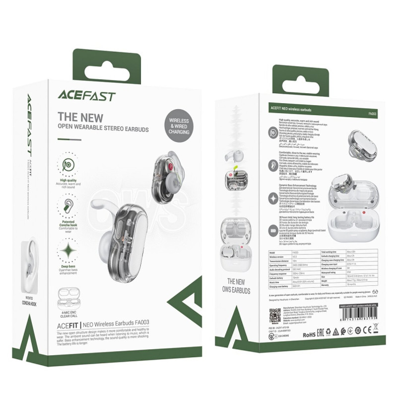 Бездротові навушники ACEFAST FA003 ACEFIT NEO wireless earbuds White