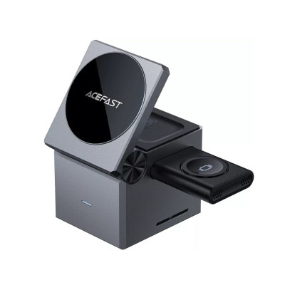 Бездротовий зарядний пристрій ACEFAST E18 Rubik's Cube 3-in-1 wireless charging holder Metal Gray