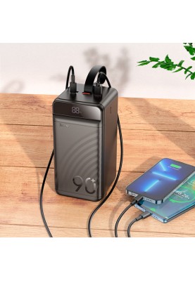 Зовнішній акумулятор HOCO J123D Element 22.5W+PD20W fully compatible power bank with digital display(90000mAh) Black