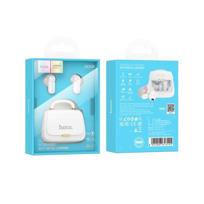 Бездротові навушники HOCO DES35 Dawn handbag BT headset White