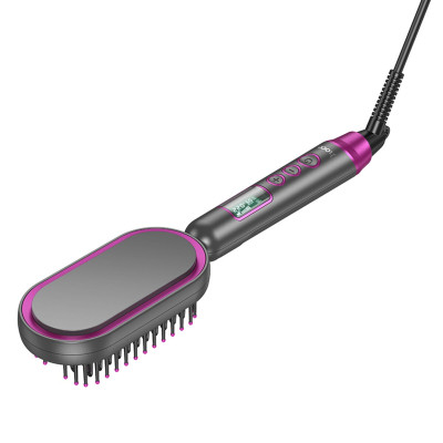 Гребінець для випрямлення волосся з цифровим дисплеєм HOCO HP44 Electric straightening hair comb with digital display(EU) Rose red