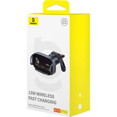 Автомобільний тримач з БЗП Baseus LightChaser Series Triple-Coil Wireless Charging Electric Car Mount Cluster Black
