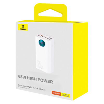 Зовнішній акумулятор Baseus Amblight Digital Display Fast Charge Power Bank 26800mAh Stellar White