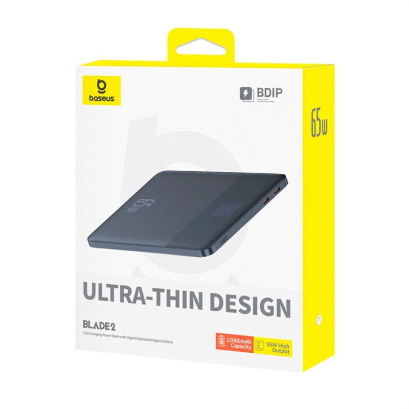 Зовнішній акумулятор Baseus Blade2 Fast-Charging Power Bank with Digital Display Intelligent Edition 12000mAh 65W Mariana Blue  (with Baseus Mini Whit