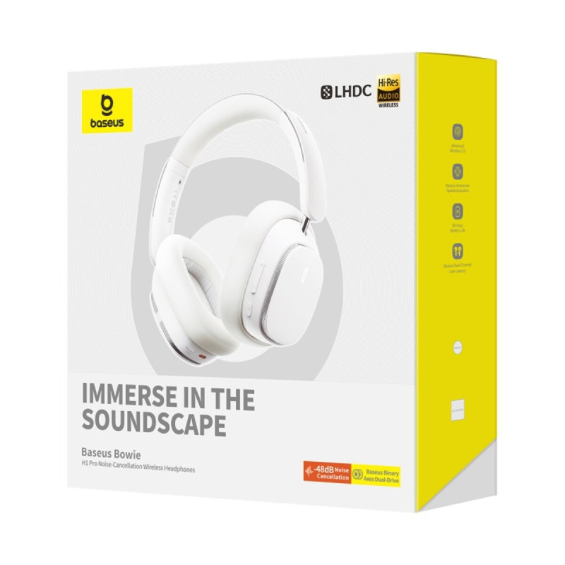 Бездротові навушники Baseus Bowie H1 Pro Noise-Cancellation Wireless Headphones Moon White