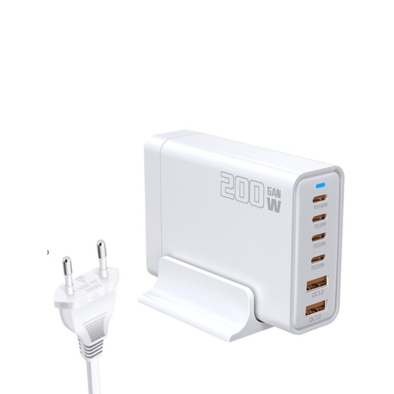 Мережевий зарядний пристрій WUW-C214 Gan 200W  white