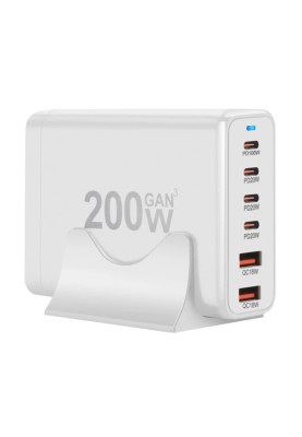 Зарядний пристрій WUW-C214 Gan 200W  white
