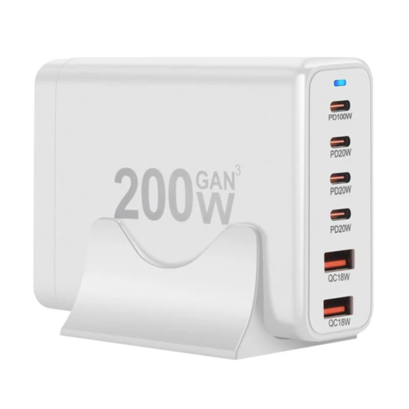 Мережевий зарядний пристрій WUW-C214 Gan 200W  white