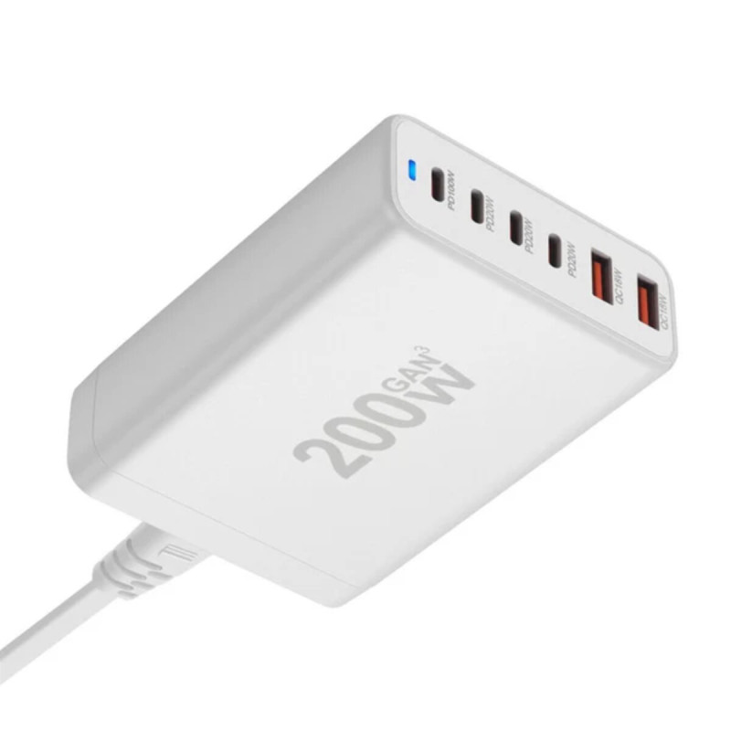 Мережевий зарядний пристрій WUW-C214 Gan 200W  white