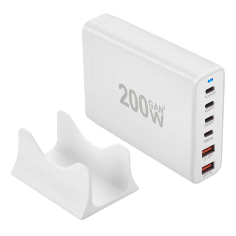 Мережевий зарядний пристрій WUW-C214 Gan 200W  white